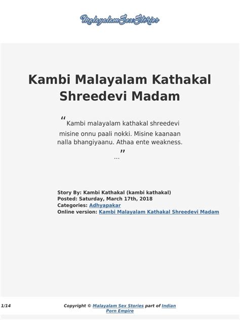 Kambi Malayalam Kathakal Shreedevi Madam .